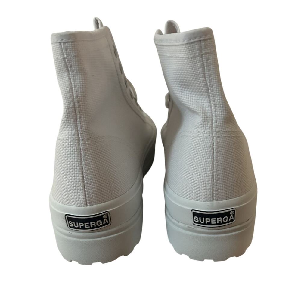 Superga Unisex White Canvas Lace Up High-Top Athletic Sneaker Men 6.5-Women 8 - Picture 4 of 11